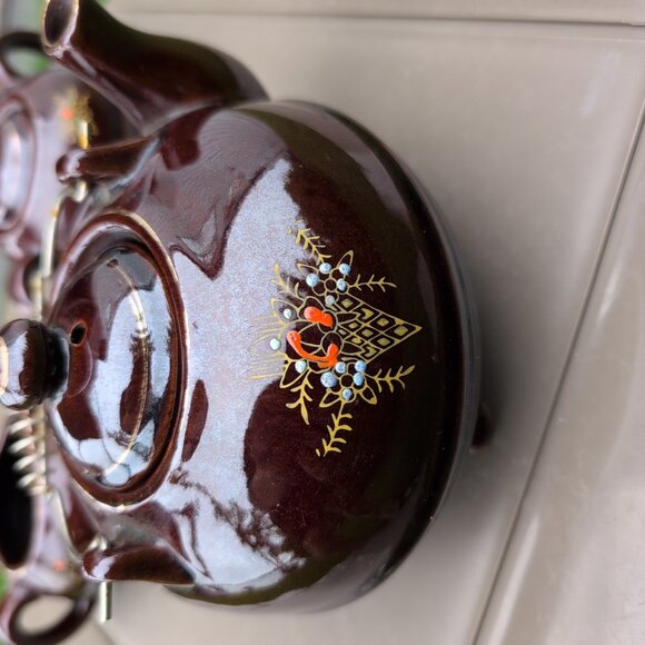 Vintage Japanese Hand Painted Redware Tea Set - Picture 4 of 9